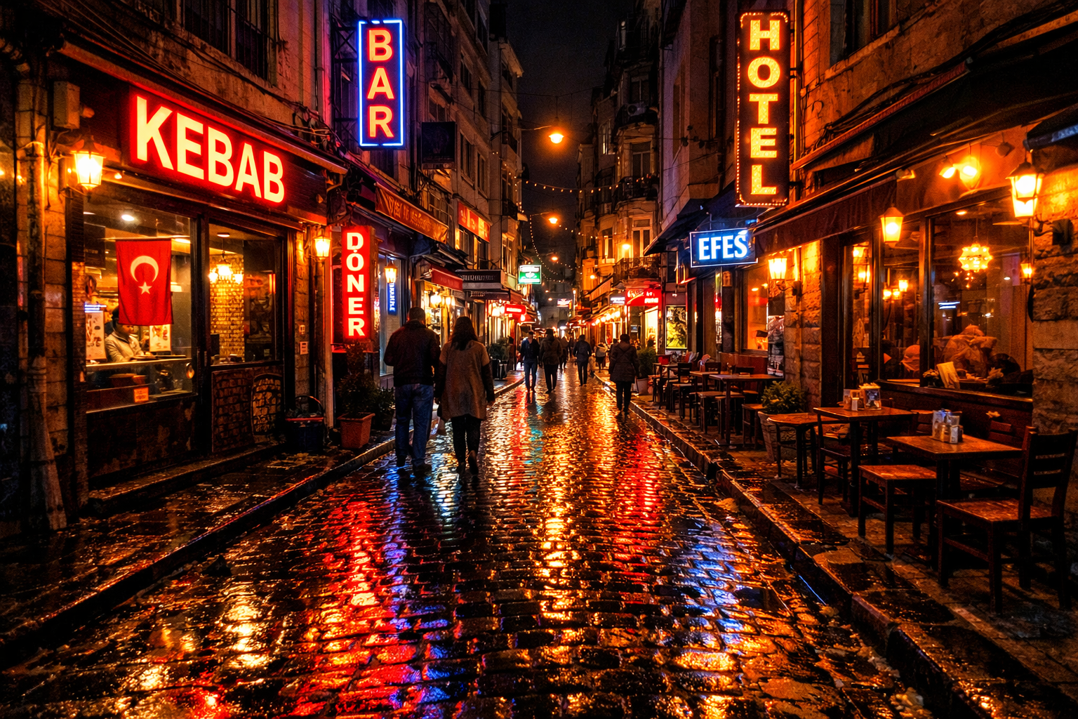 Gece vakti sehir isiklarinin mobil telefonla cekilmis goruntusu